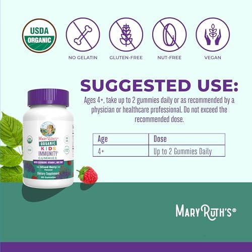 Gomitas de Soporte Inmunológico para Niños MaryRuth Organics | Orgánico USDA | Vitamina C, Zinc y Saúco | Veganas, Sin OGM, Sin Gluten | 60 Unidades - imagen 3