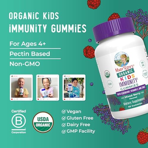 Gomitas de Soporte Inmunológico para Niños MaryRuth Organics | Orgánico USDA | Vitamina C, Zinc y Saúco | Veganas, Sin OGM, Sin Gluten | 60 Unidades - imagen 8
