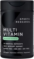 Multivitamínico Sports Research® - Fórmula Avanzada - 23 Vitaminas y Minerales Esenciales con CoQ10 e Yodo - Soporte Nutricional Diario - 60 Cápsulas - imagen 1