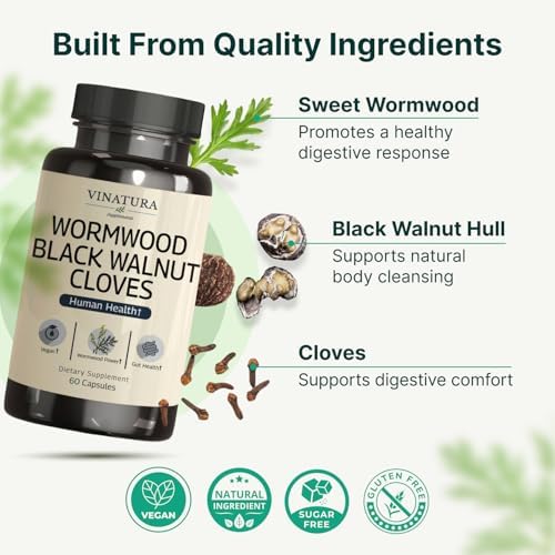 Cápsulas VINATURA de Ajenjo, Nogal Negro y Clavo - Suplemento Detox, Limpieza y Protección Intestinal, 60 Cápsulas - imagen 2