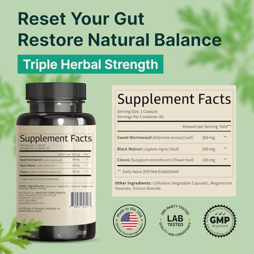 Cápsulas VINATURA de Ajenjo, Nogal Negro y Clavo - Suplemento Detox, Limpieza y Protección Intestinal, 60 Cápsulas - imagen 3