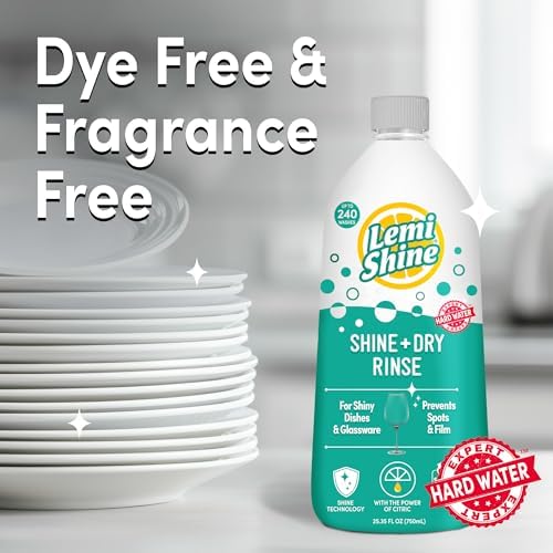 Lemi Shine Brillo y Secado - Enjuague Natural para Lavavajillas - Eliminador de Manchas de Agua Dura - 25.35 fl oz - imagen 4