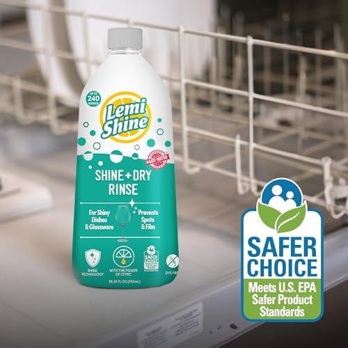 Lemi Shine Brillo y Secado - Enjuague Natural para Lavavajillas - Eliminador de Manchas de Agua Dura - 25.35 fl oz - imagen 5