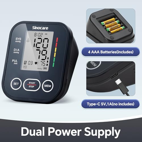 Monitor de Presión Arterial Sinocare para Brazo, Uso en Casa, Manguito Ajustable 8.6-16.5, Operación con un Botón, Doble Usuario, Preciso y Práctico - imagen 5
