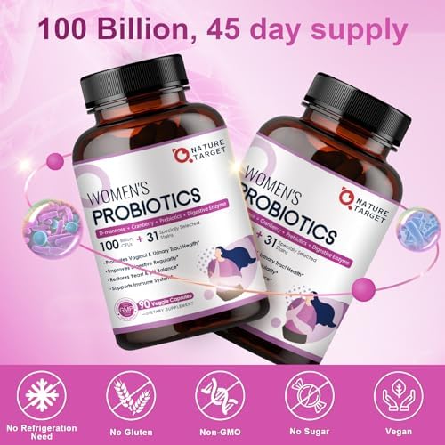 Probióticos NATURE TARGET para Mujeres, 100 Mil millones de CFUs con Enzimas Digestivas y Prebióticos, Probioticos Vaginales con Arándano para Salud - imagen 7
