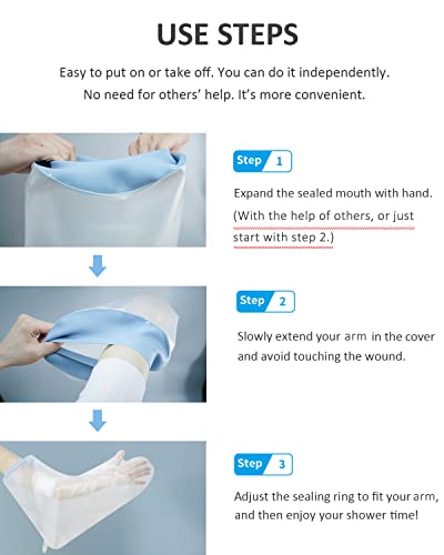 Cubiertas para Yeso de CureSquad para Ducha, Protector Impermeable para Brazo Adulto, Reutilizable y Cómodo, Suministros para Cuidado de Heridas y - imagen 8