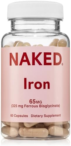 Suplemento de Hierro Naked Iron 65mg, 325mg Bisglicinato de Hierro - Alta Potencia para Deficiencia de Hierro, Energía Celular, Producción Saludable - imagen 1