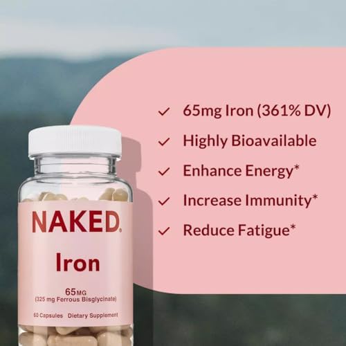 Suplemento de Hierro Naked Iron 65mg, 325mg Bisglicinato de Hierro - Alta Potencia para Deficiencia de Hierro, Energía Celular, Producción Saludable - imagen 4