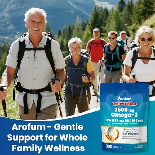 Arofum Omega 3 Aceite de Pescado con Vitaminas D3 y K2 – 300 Geles Blandos con Sabor a Limón | Suplemento Omega 3 para Corazón, Cerebro, Ojos e - imagen 8