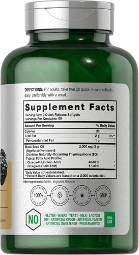 Cápsulas de Aceite de Semilla Negra Horbaach | 2000mg | 120 Unidades | Suplemento con Omega 6 y 9 | Nigella Sativa | Sin OGM y Sin Gluten - imagen 2