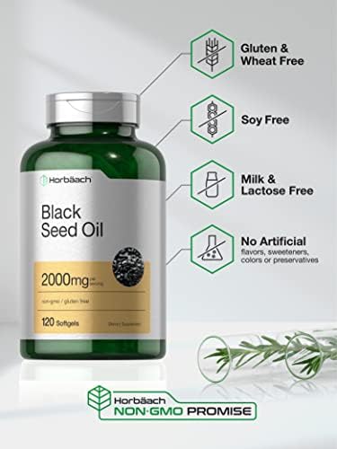 Cápsulas de Aceite de Semilla Negra Horbaach | 2000mg | 120 Unidades | Suplemento con Omega 6 y 9 | Nigella Sativa | Sin OGM y Sin Gluten - imagen 4