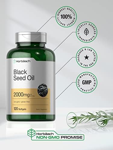 Cápsulas de Aceite de Semilla Negra Horbaach | 2000mg | 120 Unidades | Suplemento con Omega 6 y 9 | Nigella Sativa | Sin OGM y Sin Gluten - imagen 5