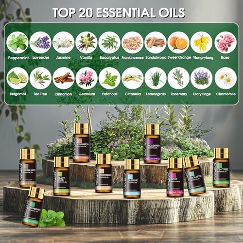 Set de Regalo de 20 Piezas de Aceites Esenciales Puros MAYJAM con Árbol de Té, Ideal para Difusores, Hidratantes, Cuidado de la Piel y Aromaterapia - imagen 2