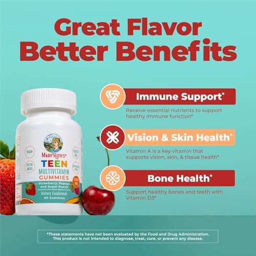 Gomitas Multivitamínicas para Adolescentes MaryRuth's | Vitamina D3, A, C, E, B6, B12, Zinc, Yodo, Biotina | Salud Inmunológica, de Tejidos, Visión y - imagen 4