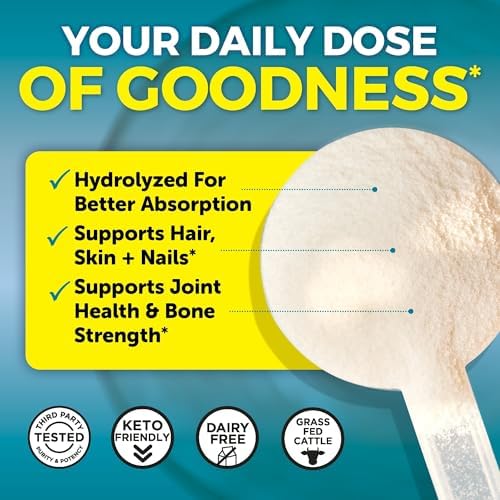 Viva Naturals Polvo de Péptidos de Colágeno - Bovino Hidrolizado Alimentado con Pasto, Tipo I y III - 19 g de Proteína, Sin Sabor, Fácil Disolución - - imagen 4