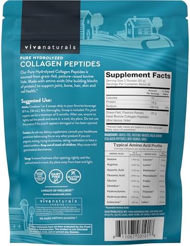 Viva Naturals Polvo de Péptidos de Colágeno - Bovino Hidrolizado Alimentado con Pasto, Tipo I y III - 19 g de Proteína, Sin Sabor, Fácil Disolución - - imagen 8
