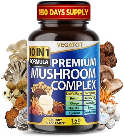 Suplemento de Hongos 10 en 1 de Alta Potencia - Melena de León, Cordyceps, Reishi - Suplementos para la Memoria y Concentración ** Suministro para 5 - imagen 1
