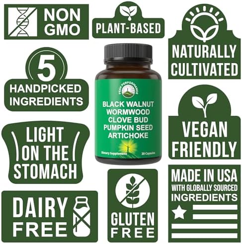 Limpieza de Ajenjo, Nogal Negro y Clavo para Humanos. Suplemento Detox y Soporte Intestinal en Cápsulas para Adultos y Niños. Con Alcachofa y Semilla - imagen 2