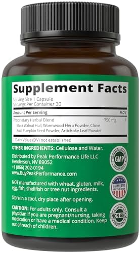Limpieza de Ajenjo, Nogal Negro y Clavo para Humanos. Suplemento Detox y Soporte Intestinal en Cápsulas para Adultos y Niños. Con Alcachofa y Semilla - imagen 6