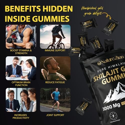Gomitas de Shilajit para Hombres y Mujeres - Gomitas de Shilajit Gold con Ashwagandha, Gokshura y 85+ Minerales, Orgánicas, Sin Azúcar, Veganas, 100% - imagen 5