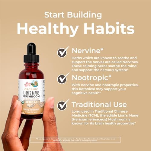 Suplemento de Hongo Melena de León MaryRuth Organics, Hasta 1 Mes de Suministro, Extracto Orgánico USDA, Gotas Herbales Veganas Sin Alcohol, 1 Fl Oz - imagen 5