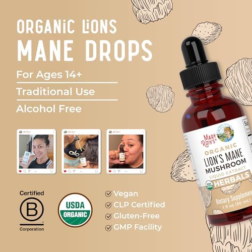 Suplemento de Hongo Melena de León MaryRuth Organics, Hasta 1 Mes de Suministro, Extracto Orgánico USDA, Gotas Herbales Veganas Sin Alcohol, 1 Fl Oz - imagen 8