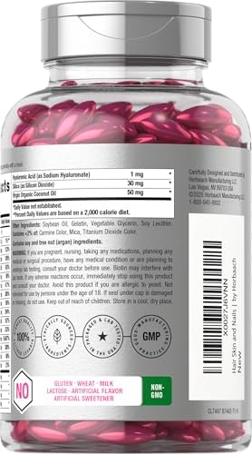 Vitaminas para Cabello, Piel y Uñas Horbäach | 300 Gelatinas Blandas | Con Biotina y Colágeno | Infundidas con Aceite de Argán y Coco | Suplemento - imagen 3
