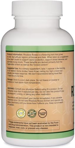 Suplemento de Rhodiola Rosea 500mg, 120 Cápsulas Veganas (Prueba de Terceros, Sin Gluten, 3% Salidrosidos, 1% Extracto de Rosavinas) para - imagen 4