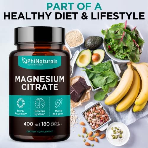 Cápsulas de Citrato de Magnesio en Polvo 400mg - 180 Veg Caps - Suplementos PhiNaturals - Apoyo al Sistema Nervioso y Función Enzimática - imagen 6