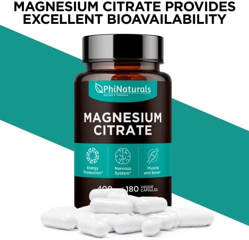 Cápsulas de Citrato de Magnesio en Polvo 400mg - 180 Veg Caps - Suplementos PhiNaturals - Apoyo al Sistema Nervioso y Función Enzimática - imagen 8