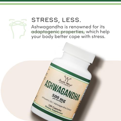 Cápsulas de Ashwagandha, 120 piezas (Extracto 500mg Potencia 20:1) Adaptógeno para Alivio del Estrés por Double Wood - imagen 4