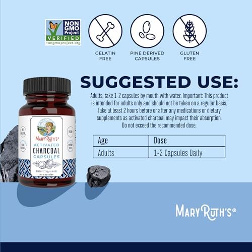 Cápsulas de Carbón Activado MARYRUTH'S Organics | Adsorción de Sustancias | Derivadas de Cáscaras de Coco | Veganas | No GMO | Sin Gluten | 40 - imagen 3