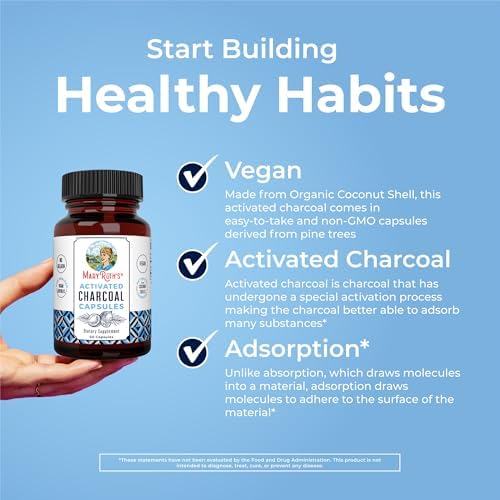 Cápsulas de Carbón Activado MARYRUTH'S Organics | Adsorción de Sustancias | Derivadas de Cáscaras de Coco | Veganas | No GMO | Sin Gluten | 40 - imagen 5