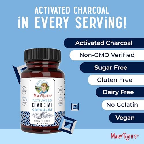 Cápsulas de Carbón Activado MARYRUTH'S Organics | Adsorción de Sustancias | Derivadas de Cáscaras de Coco | Veganas | No GMO | Sin Gluten | 40 - imagen 7