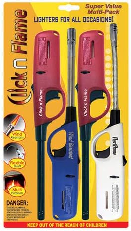 Encendedor Utility Click n Flame 4-Pack - Resistente al Viento, Flexible, Multiusos para BBQ, Cocina, Velas, Chimenea y Parrilla - imagen 1