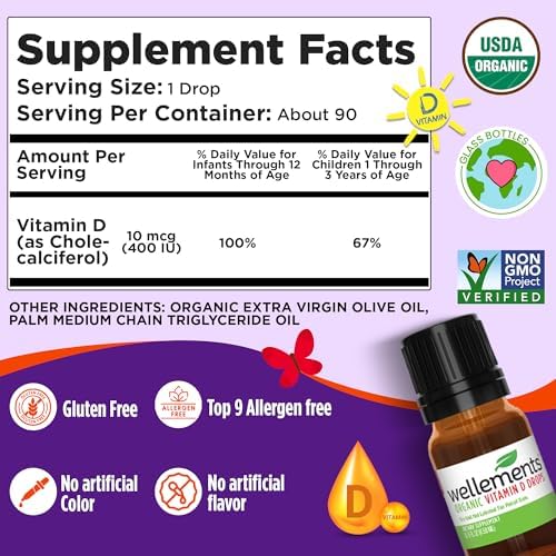 Gotas de Vitamina D Orgánica para Bebés y Niños Pequeños Wellements (Suministro para 90 Días) - Vitamina D3 Líquida Certificada para Recién Nacidos, - imagen 3