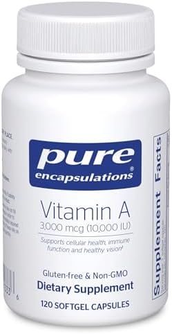 Vitamin A de Pure Encapsulations - 3,000 mcg - Aceite de Hígado de Bacalao - Soporte Inmunológico y Visual - Suplemento de Palmitato de Vitamina A - - imagen 1