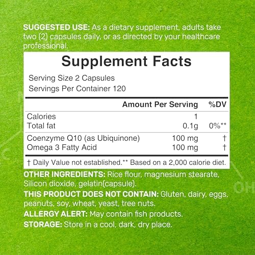 Suplemento DEAL CoQ10 100mg con Omega 3 100mg, 240 Cápsulas | Fórmula Bioavailable de Coenzima Q10 | Sin OGM - imagen 2