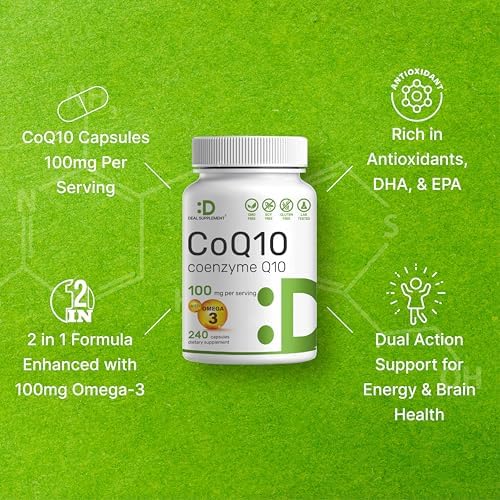 Suplemento DEAL CoQ10 100mg con Omega 3 100mg, 240 Cápsulas | Fórmula Bioavailable de Coenzima Q10 | Sin OGM - imagen 4