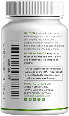Suplemento DEAL CoQ10 100mg con Omega 3 100mg, 240 Cápsulas | Fórmula Bioavailable de Coenzima Q10 | Sin OGM - imagen 7