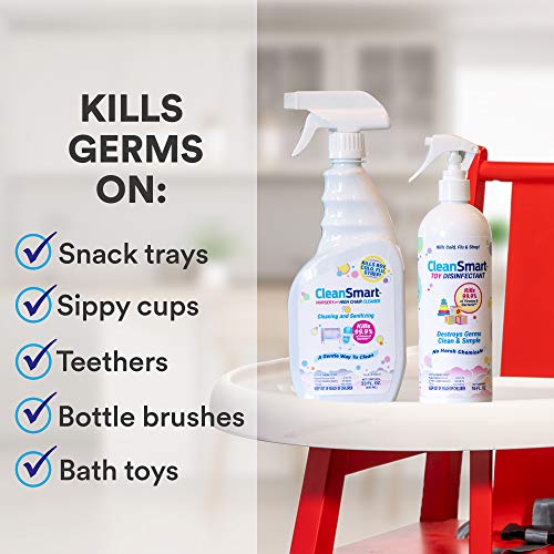 Limpiador CleanSmart para Guarderías y Sillas Altas, Botella de 23 Onzas (Paquete de 2), Hipocloroso que Elimina el 99.9% de Virus como RSV y Gripe - imagen 4