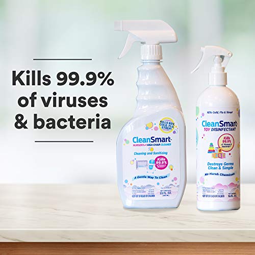 Limpiador CleanSmart para Guarderías y Sillas Altas, Botella de 23 Onzas (Paquete de 2), Hipocloroso que Elimina el 99.9% de Virus como RSV y Gripe - imagen 5