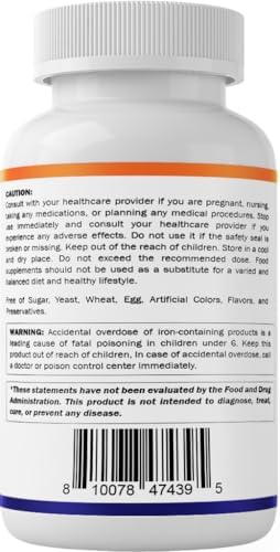 Suplemento de Hierro Vitamatic 325 mg de Sulfato Ferroso con 100 mg de Vitamina C – Alta Potencia – Sin Colores Artificiales – 250 Tabletas - imagen 8