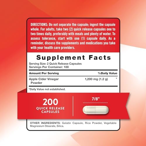 Cápsulas de Vinagre de Sidra de Manzana Nature's Truth | 1200mg | 200 Píldoras | Fuerza Extra | Tamaño Económico | Suplemento Sin OGM y Sin Gluten - imagen 2