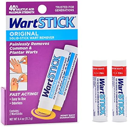 WartStick Eliminador de Verrugas Comunes y Plantares con Ácido Salicílico - Paquete de 2, 0.4 Oz - imagen 1