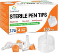 Puntas de Pluma 32G x 4mm, Ajuste Universal, 100/unidad, Estériles, Cómodas - imagen 1