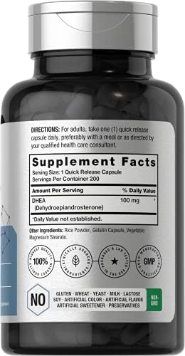 Horbäach DHEA 100mg | 200 Cápsulas | Suplemento para Hombres y Mujeres | Sin OGM, Libre de Gluten - imagen 2