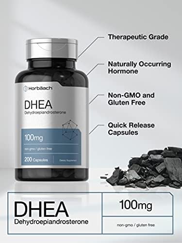 Horbäach DHEA 100mg | 200 Cápsulas | Suplemento para Hombres y Mujeres | Sin OGM, Libre de Gluten - imagen 3