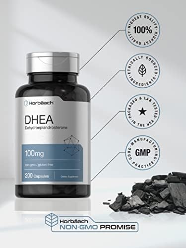 Horbäach DHEA 100mg | 200 Cápsulas | Suplemento para Hombres y Mujeres | Sin OGM, Libre de Gluten - imagen 5