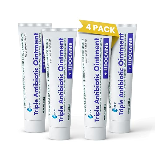 Globe (Paquete de 4) Ungüento Antibiótico Lidocaína 1 Oz - Alivio del Dolor Máxima Fuerza y Protección contra Infecciones - Anestesia Rápida para - imagen 1